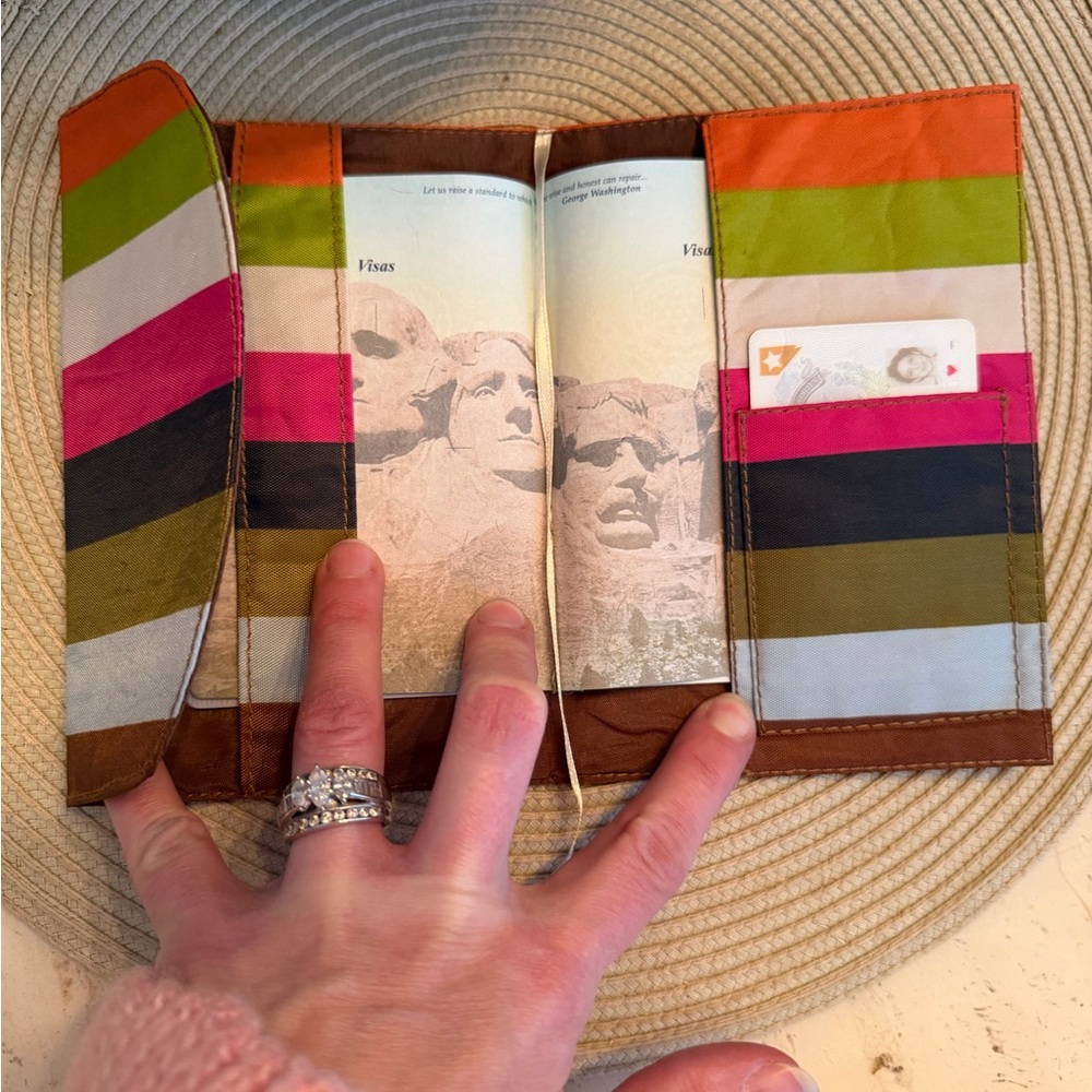 Coach Legacy Striped Canvas Envelope Pouch with Gold Logo for Passport/Ledger - Picture 2 of 9